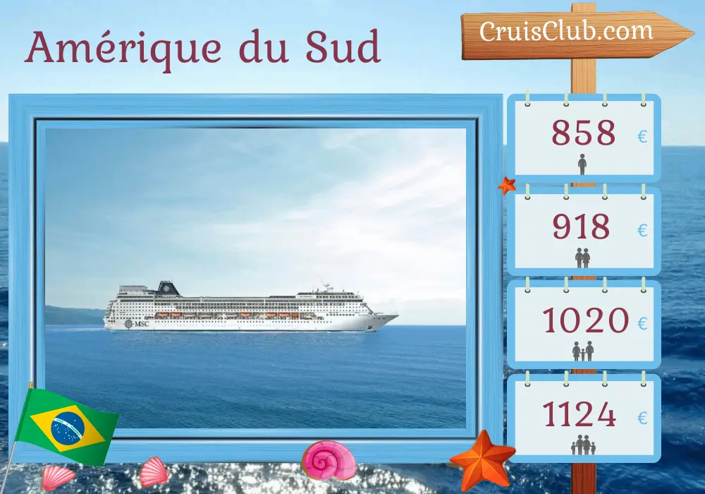 Croisière en Amérique du Sud depuis les Saints à bord du navire MSC Sinfonia avec escales au Brésil pendant 5 jours