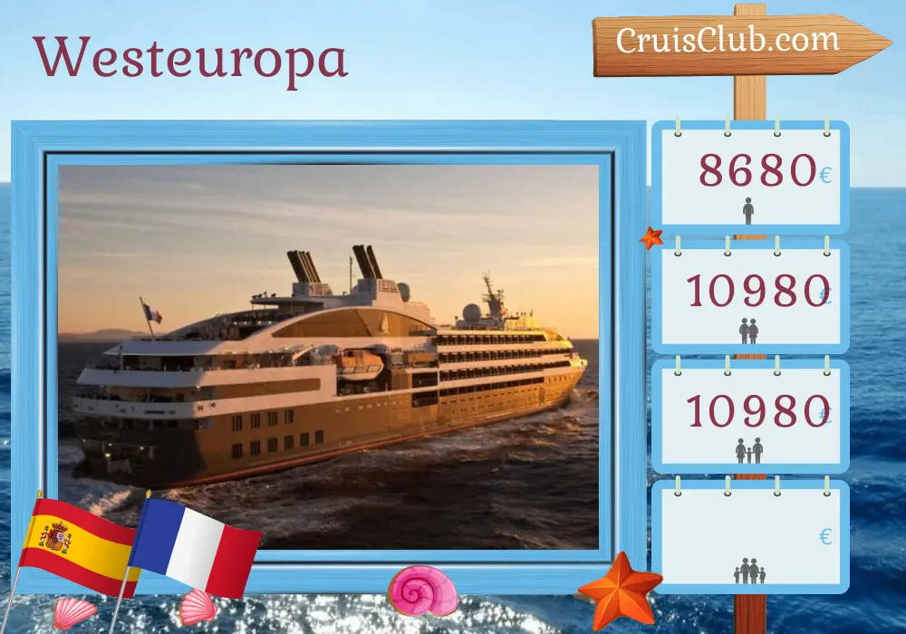 Kreuzfahrt im westlichen Europa von Lissabon nach Bordeaux an Bord des Schiffes Le Boréal mit Besuchen in Spanien und Frankreich für 10 Tage