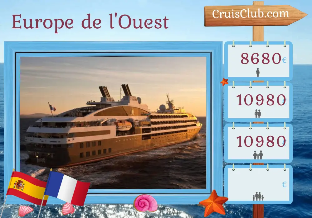 Croisière en Europe occidentale de Lisbonne à Bordeaux à bord du navire Le Boréal avec visites en Espagne et en France pour 10 jours