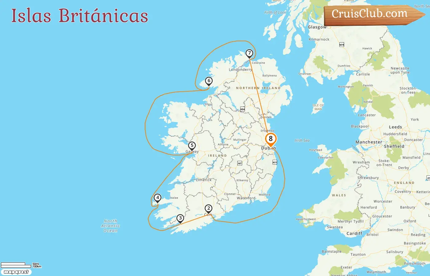 Crucero por las islas británicas desde Dublín a bordo del barco L`Austral con visitas a Irlanda durante 8 días
