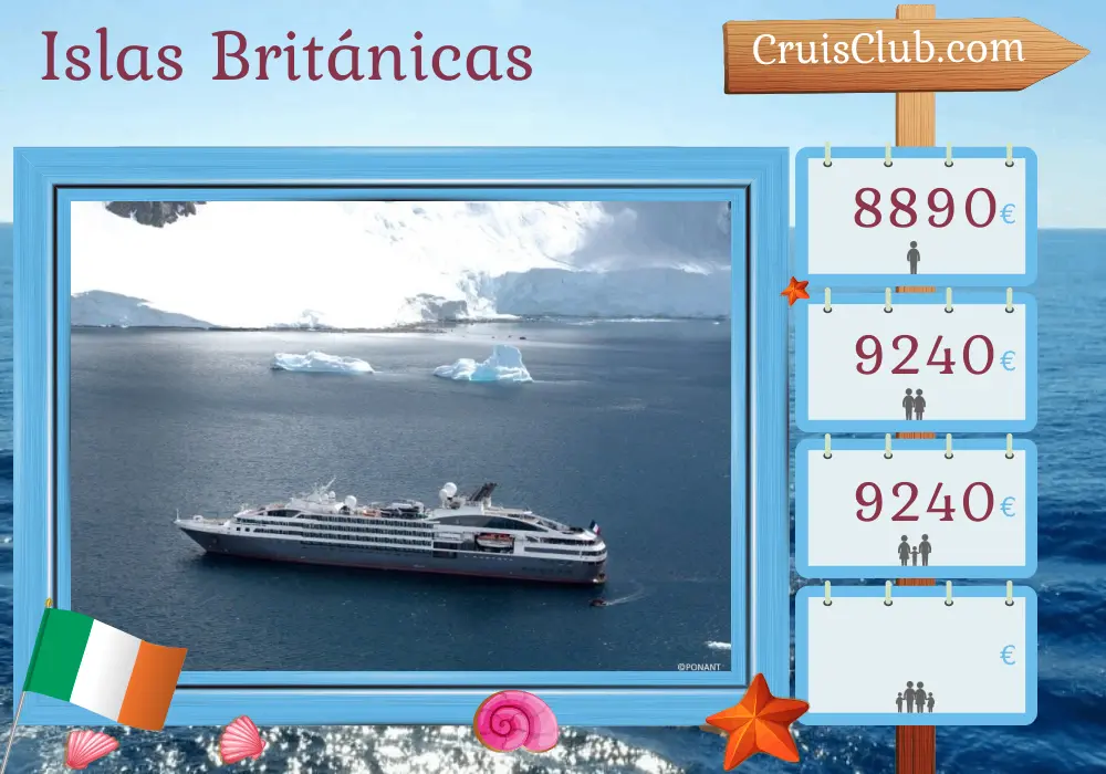 Crucero por las islas británicas desde Dublín a bordo del barco L`Austral con visitas a Irlanda durante 8 días