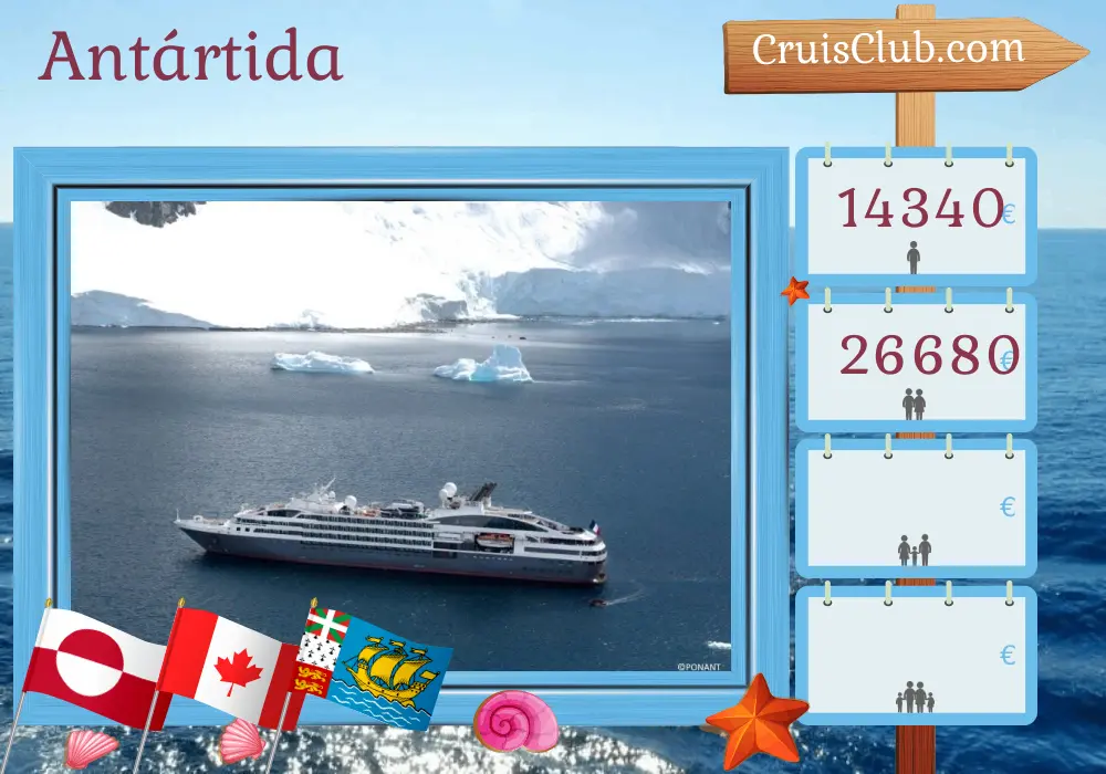 Crucero en el Ártico de Kangerlussuaq a Halifax a bordo del barco L`Austral con visitas a Groenlandia, Canadá y Saint Pierre y Miquelon por 18 días