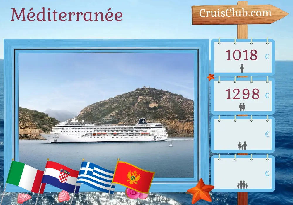 Croisière en Méditerranée de Marghera à Brindisi à bord du navire MSC Armonia avec escales en Italie, Croatie, Grèce et Monténégro pendant 6 jours