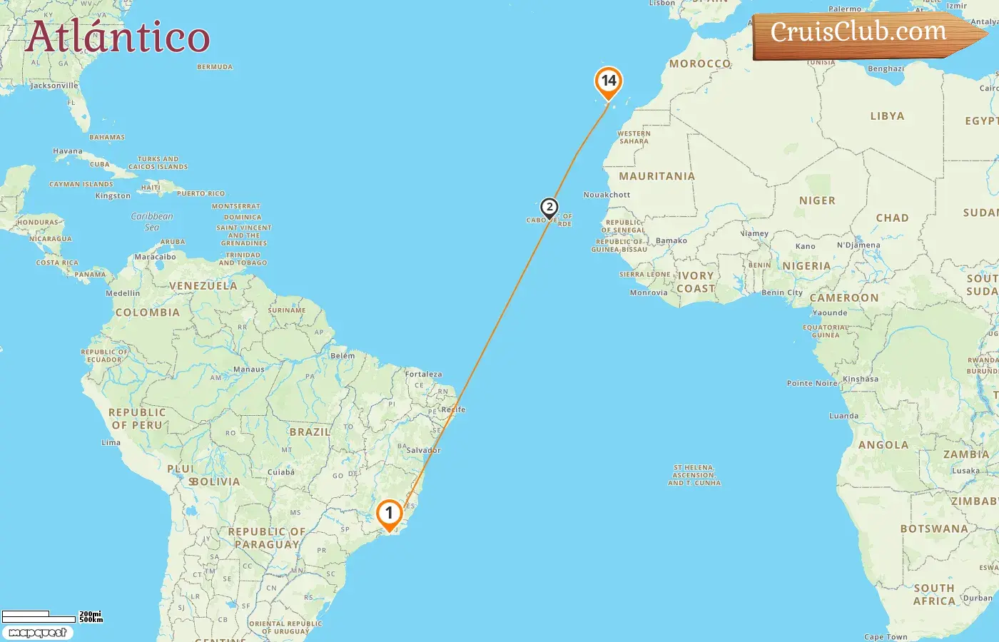 Crucero Transatlántico de Río de Janeiro a Santa Cruz de Tenerife a bordo del barco L`Austral con visitas a Brasil y España por 14 días