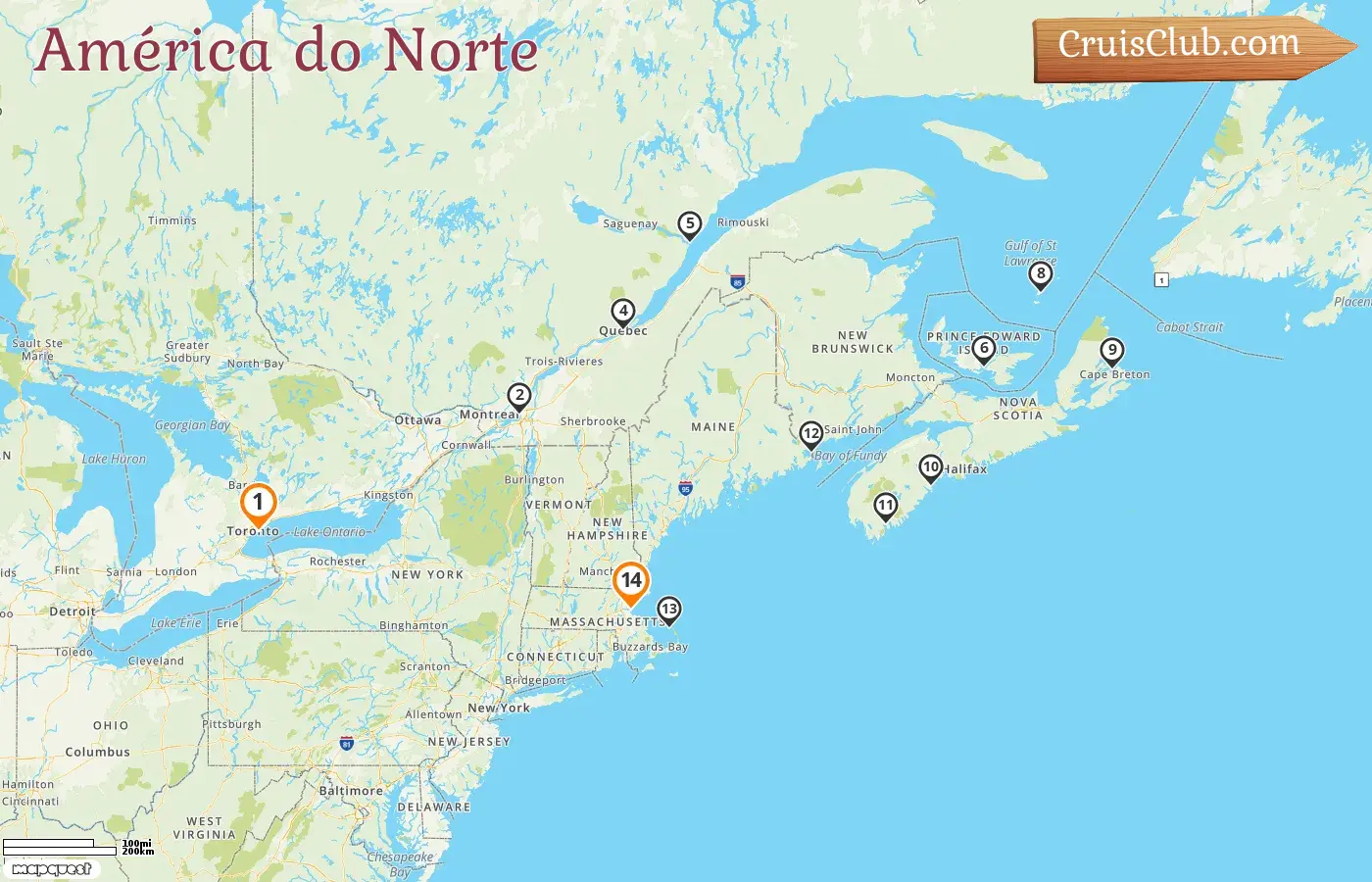 Cruzeiro na América do Norte de Toronto para Boston a bordo do navio Le Bellot com visitas ao Canadá e EUA por 14 dias