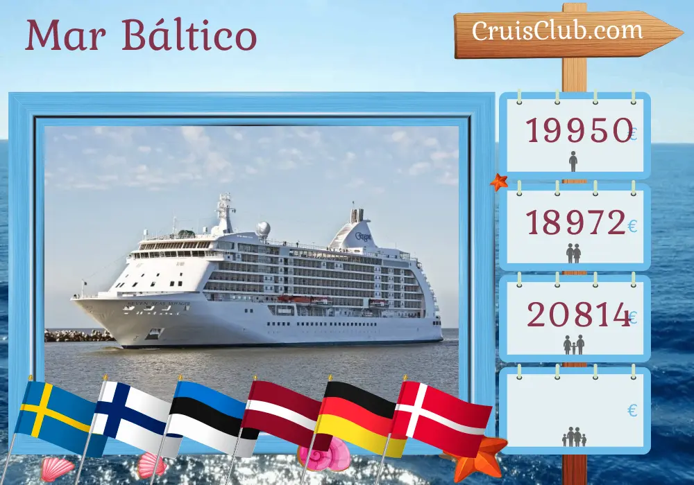 Cruzeiro no Mar Báltico de Estocolmo a Copenhague a bordo do navio Seven Seas Voyager com visitas à Suécia, Finlândia, Estônia, Letônia, Polônia, Alemanha e Dinamarca por 13 dias