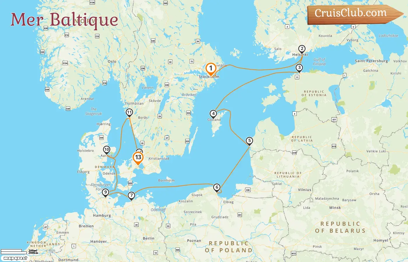 Croisière en mer Baltique de Stockholm à Copenhague à bord du navire Seven Seas Voyager avec des visites en Suède, en Finlande, en Estonie, en Lettonie, en Pologne, en Allemagne et au Danemark pendant 13 jours