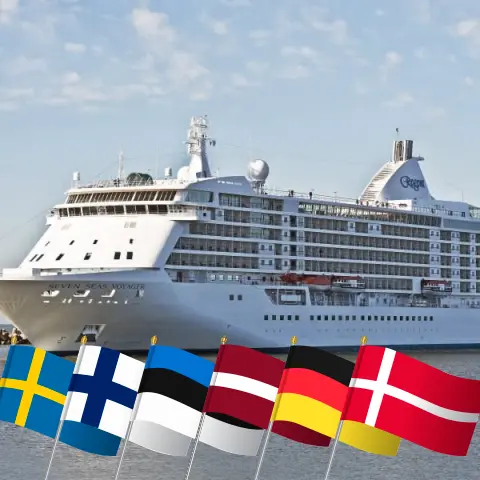Cruise in the Baltic Sea from Stockholm to Copenhagen aboard Seven Seas Voyager ship with visits to Sweden, Finland, Estonia, Latvia, Poland, Germany, and Denmark for 13 days