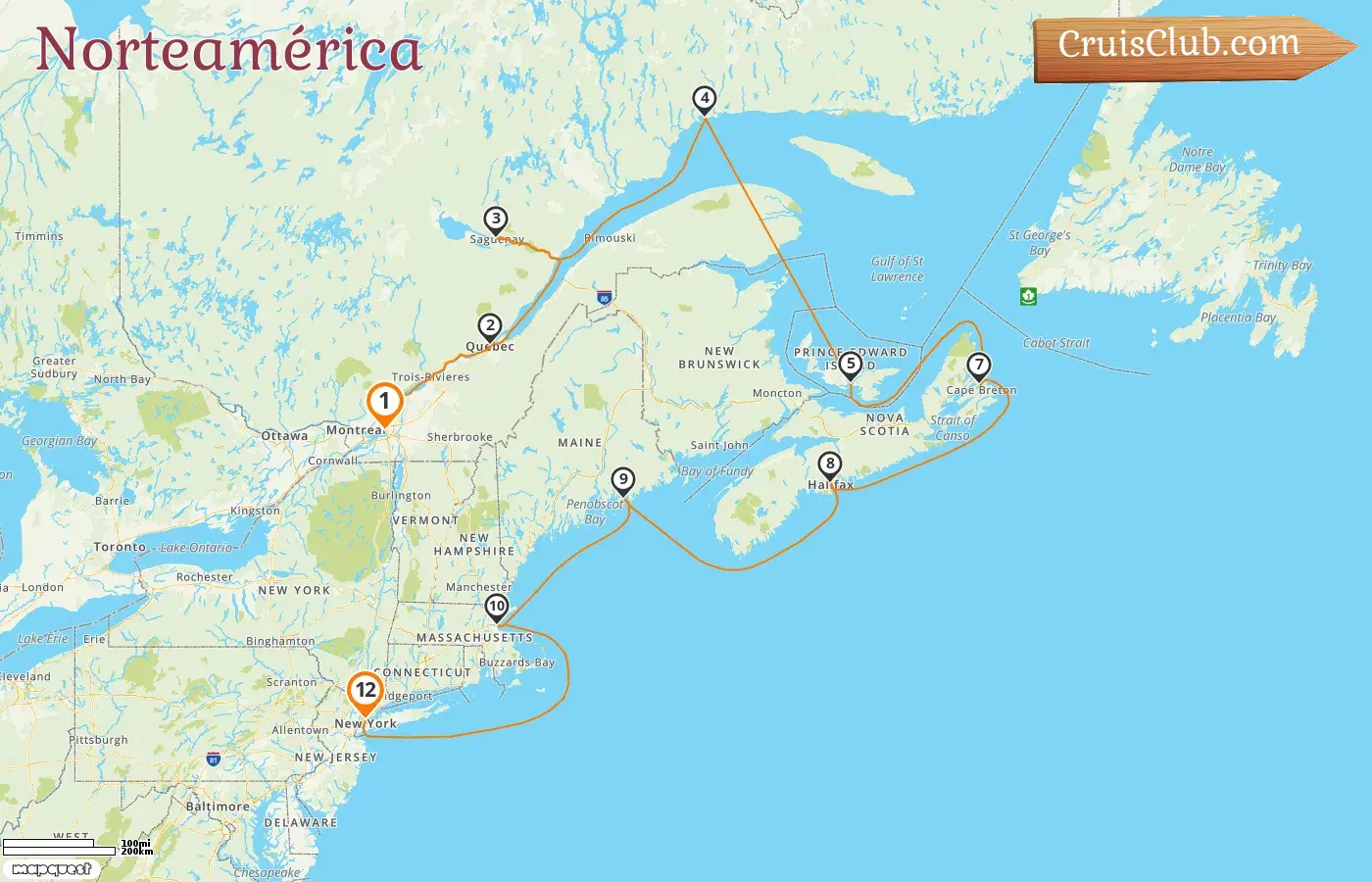 Crucero por Norteamérica de Montreal a Nueva York a bordo del barco Seven Seas Grandeur con visitas a Canadá y Estados Unidos durante 12 días