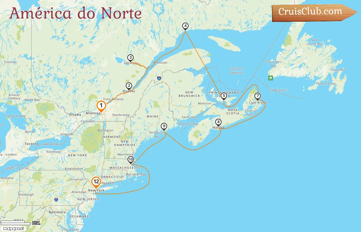 Cruzeiro na América do Norte de Montreal a Nova York a bordo do navio Seven Seas Grandeur com visitas ao Canadá e EUA por 12 dias