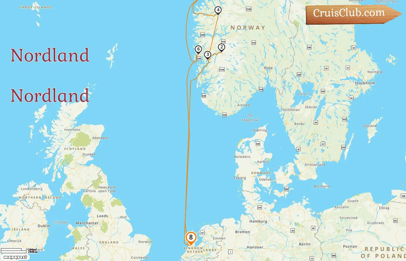 Cruzeiro no Norte a partir de Amsterdã a bordo do navio Zuiderdam com visitas aos Países Baixos e Noruega por 8 dias