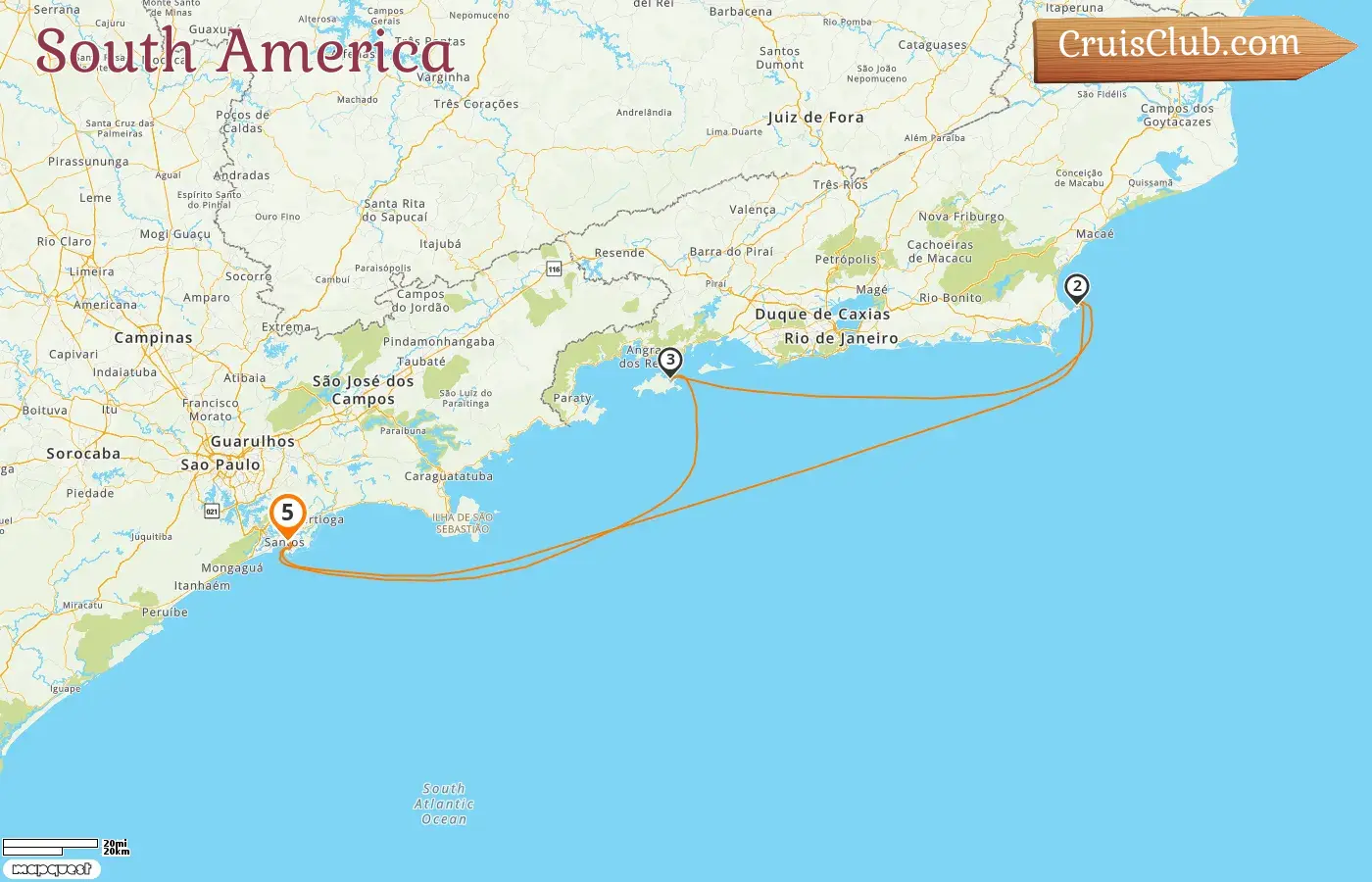 Cruise in the South America from Saints aboard MSC Sinfonia ship with visits to Brazil for 5 days