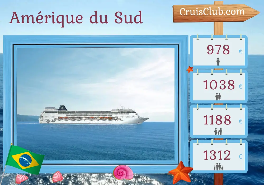 Croisière en Amérique du Sud depuis les Saints à bord du navire MSC Sinfonia avec escales au Brésil pendant 5 jours