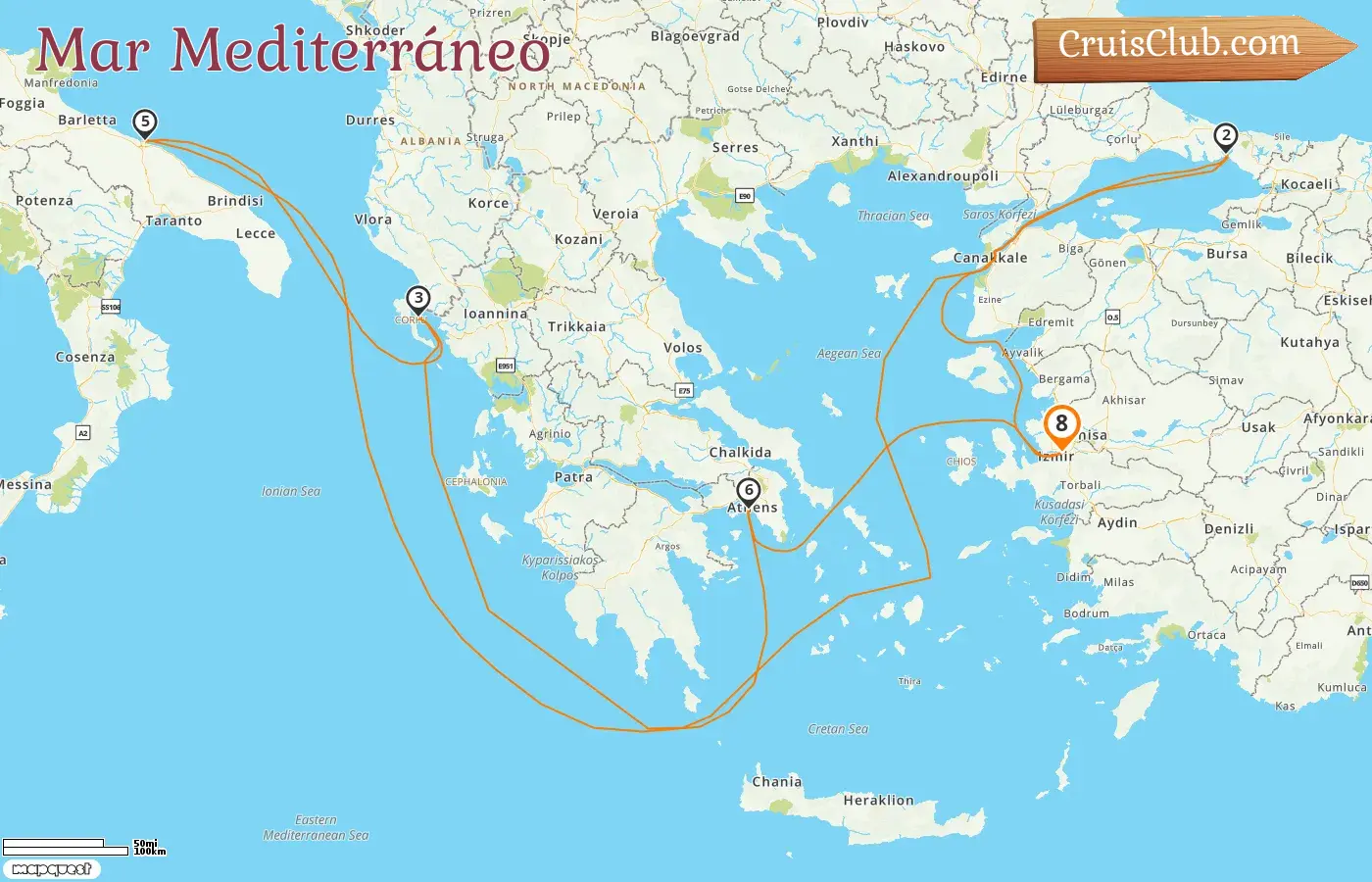 Crucero por el Mediterráneo desde Izmir a bordo del MSC Lirica con visitas a Turquía, Grecia e Italia durante 8 días