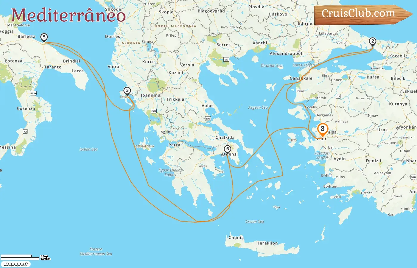 Cruzeiro no Mediterrâneo de Izmir a bordo do navio MSC Lirica com visitas à Turquia, Grécia e Itália por 8 dias