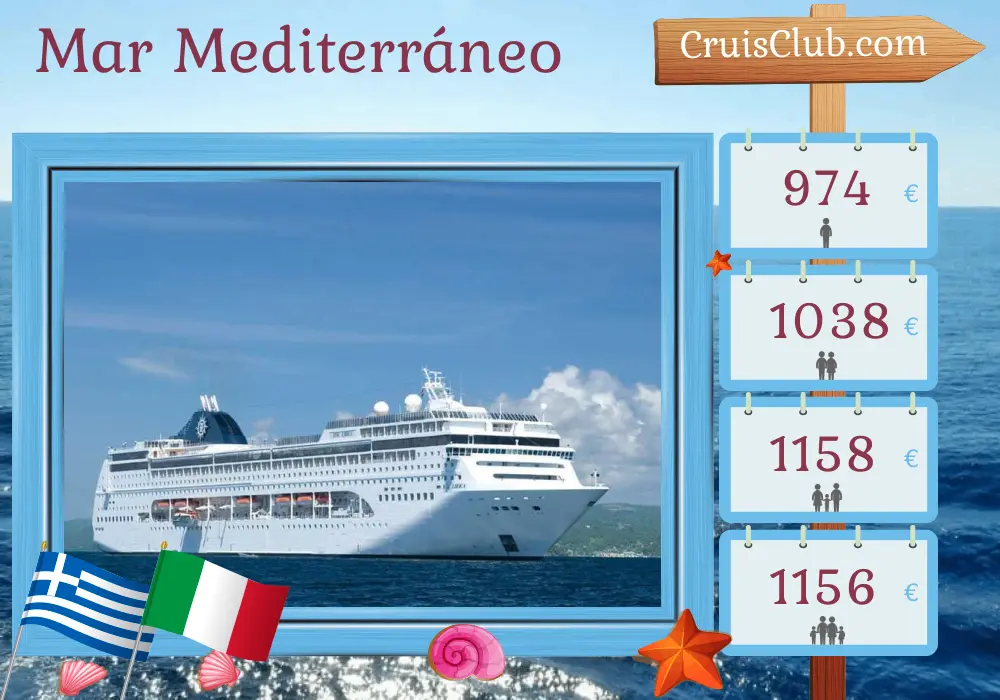 Crucero por el Mediterráneo desde Izmir a bordo del MSC Lirica con visitas a Turquía, Grecia e Italia durante 8 días