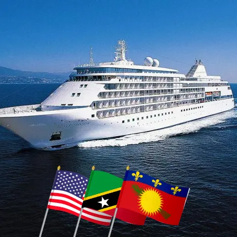 Cruise in the Eastern Caribbean from Miami to Saint John aboard Silver Shadow ship with visits to USA, Saint Kitts and Nevis, Guadeloupe, Montserrat, British Virgin Islands, and Puerto Rico for 11 days