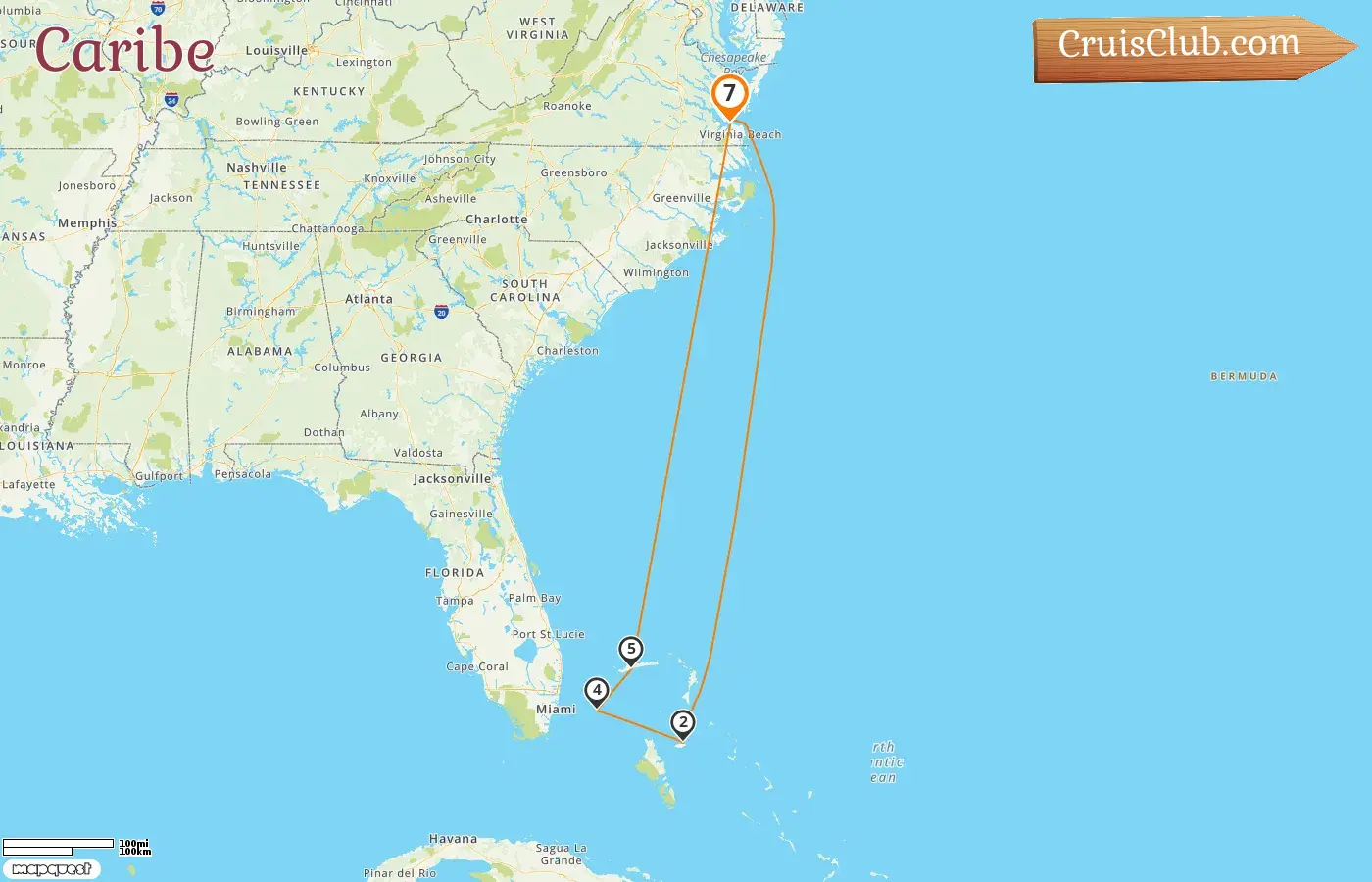 Cruzeiro no Caribe de Whitehorse a bordo do navio Carnival Sunshine com visitas aos Estados Unidos e às Bahamas por 7 dias