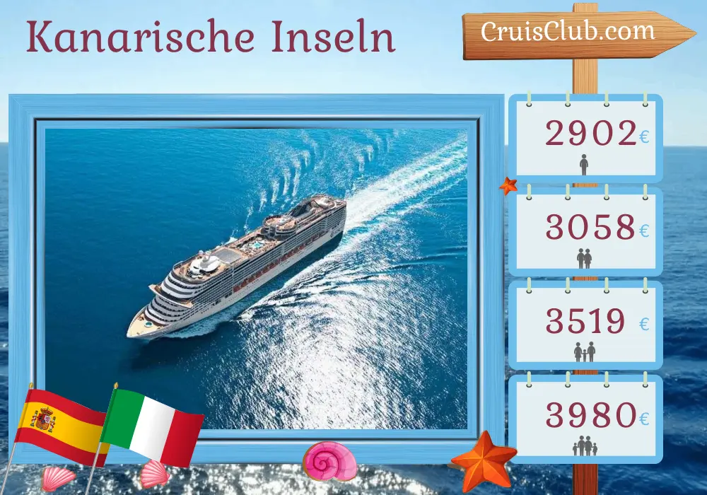 Kreuzfahrt in den Kanarischen Inseln von Funchal nach Civitavecchia an Bord des MSC Fantasia-Schiffs mit Besuchen in Spanien, Marokko und Italien für 14 Tage