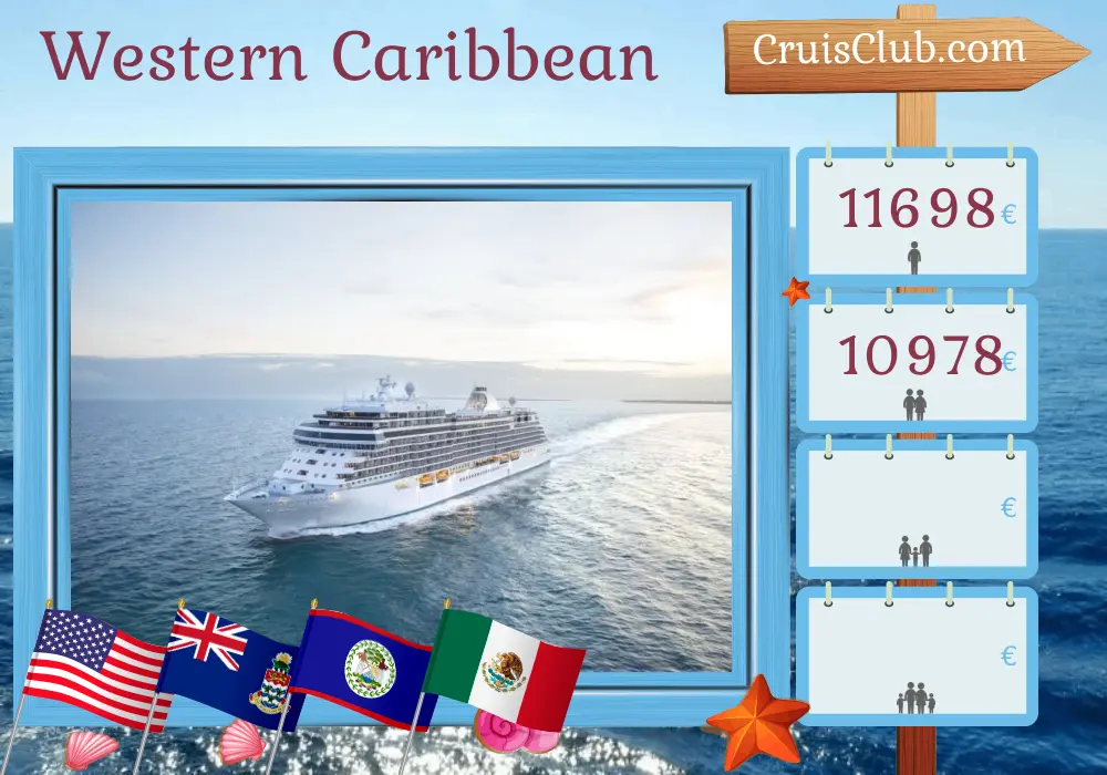 Cruise in the Western Caribbean from Galveston aboard Seven Seas Splendor ship with visits to USA, Cayman Islands, Honduras, Belize, and Mexico for 12 days