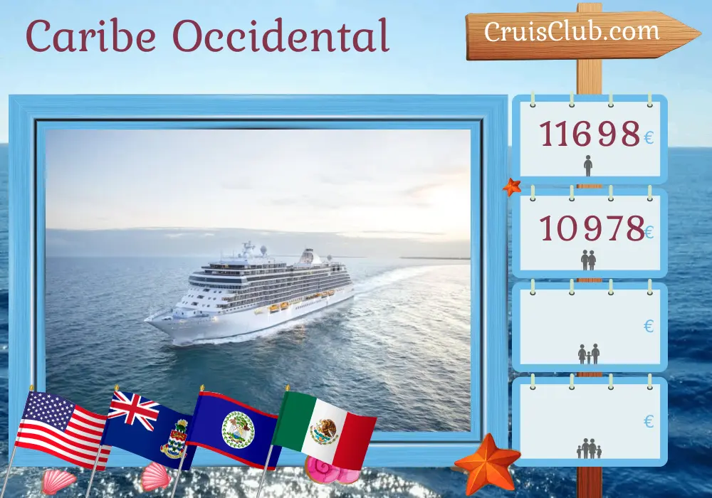 Crucero en el Caribe Occidental desde Galveston a bordo del barco Seven Seas Splendor con visitas a Estados Unidos, Islas Caimán, Honduras, Belice y México durante 12 días