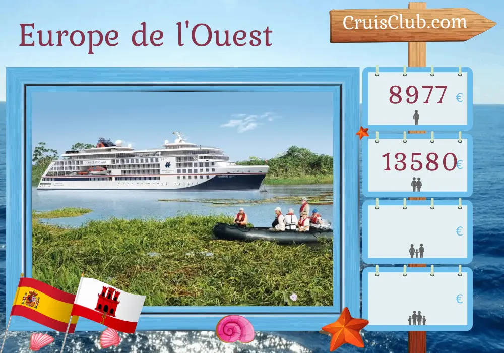 Croisière en Europe de l`Ouest de Séville à Santa Cruz de Tenerife à bord du navire HANSEATIC spirit avec visites en Espagne, à Gibraltar et au Maroc pendant 13 jours