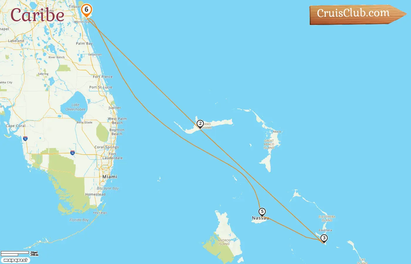 Cruzeiro no Caribe saindo de Port Canaveral / Orlando a bordo do navio Carnival Freedom com visitas aos EUA e Bahamas por 6 dias