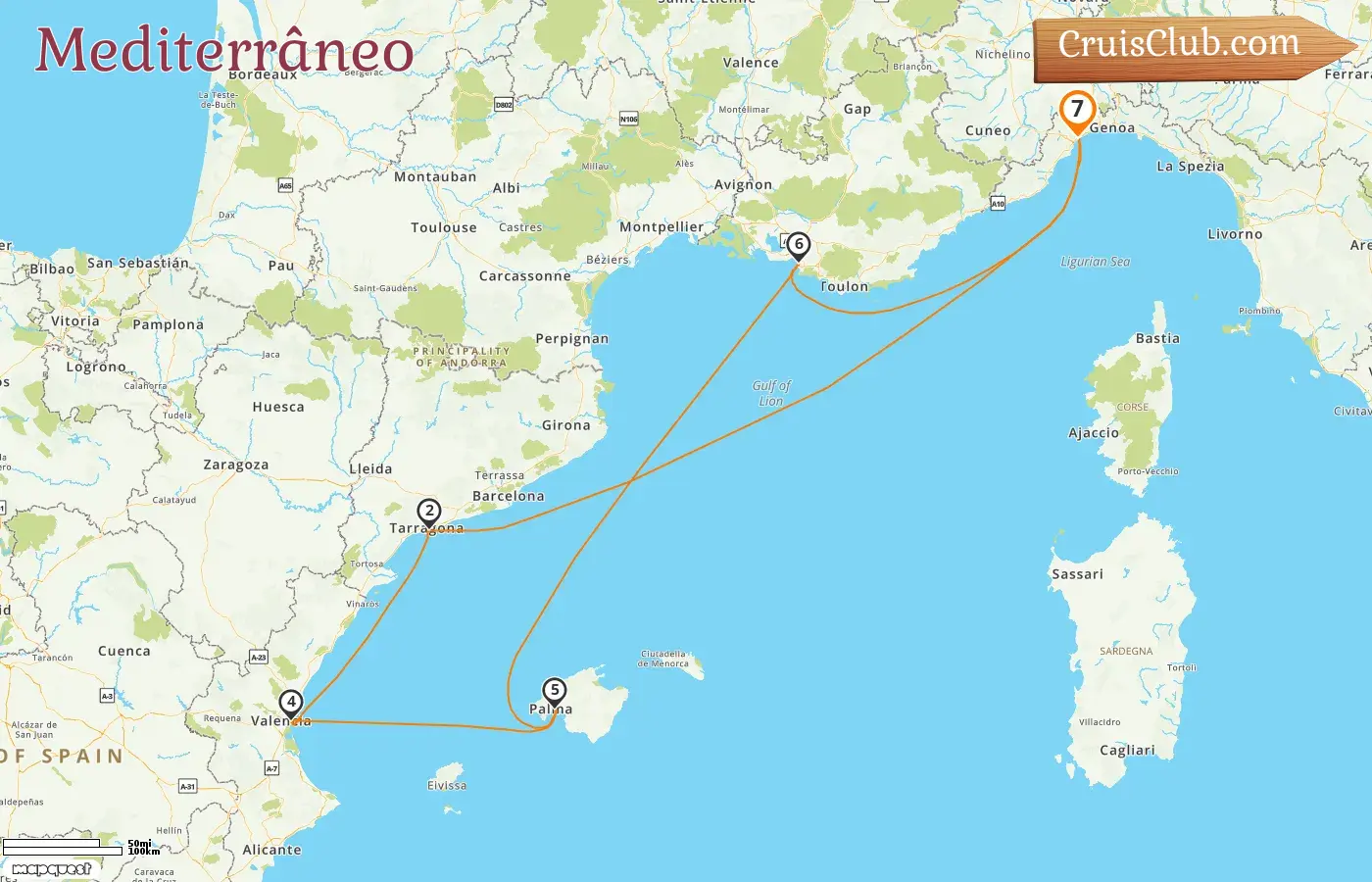 Cruzeiro no Mediterrâneo saindo de Savona a bordo do navio Costa Diadema com visitas à Itália, Espanha e França por 7 dias