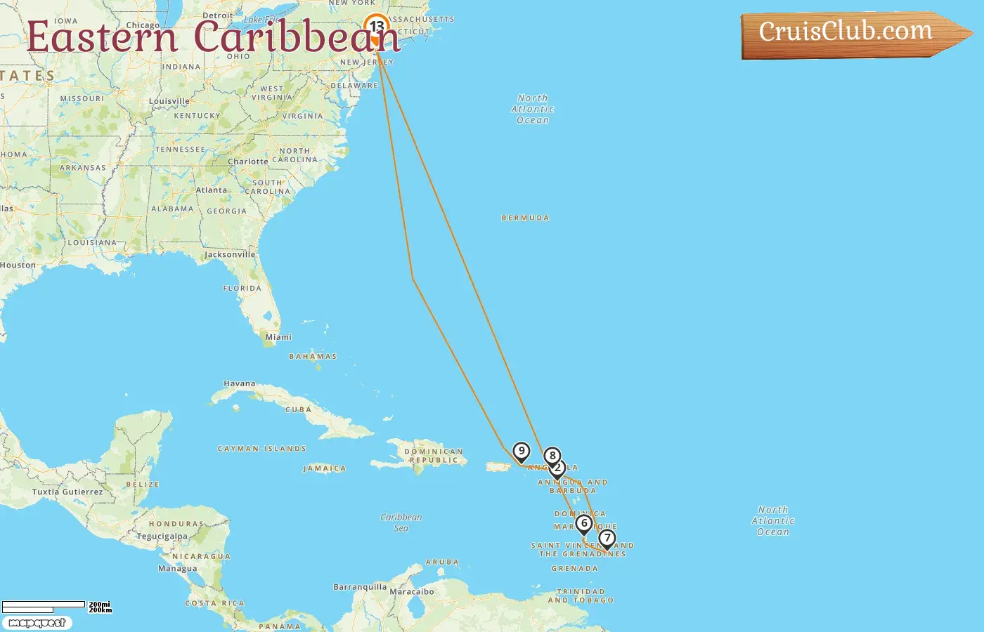Cruise in the Eastern Caribbean from New York aboard Norwegian Breakaway ship with visits to USA, Saint Lucia, and Barbados for 13 days