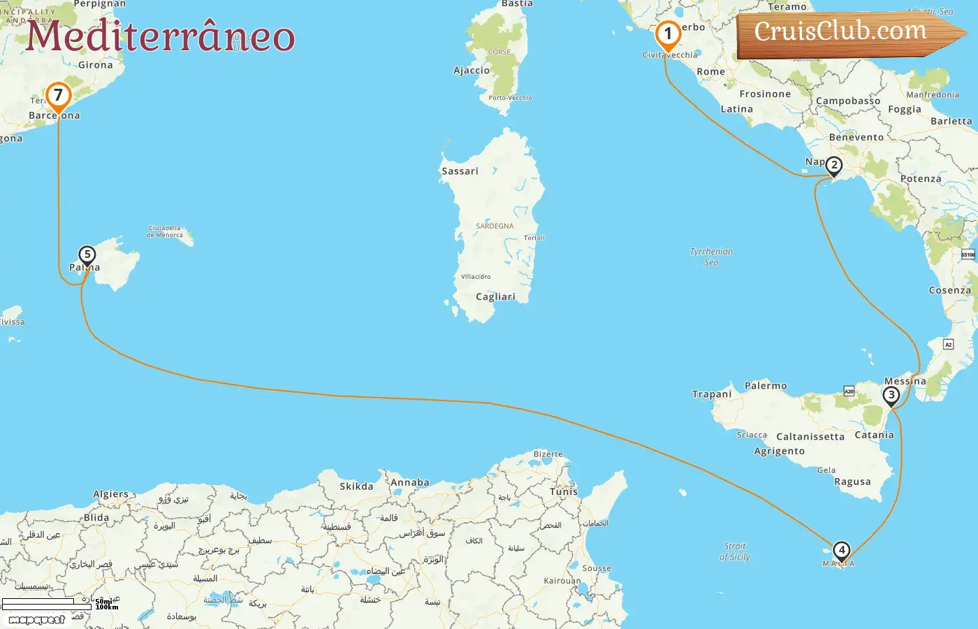 Cruzeiro no Mediterrâneo de Civitavecchia a Barcelona a bordo do navio EXPLORA I com visitas à Itália, Malta e Espanha por 7 dias