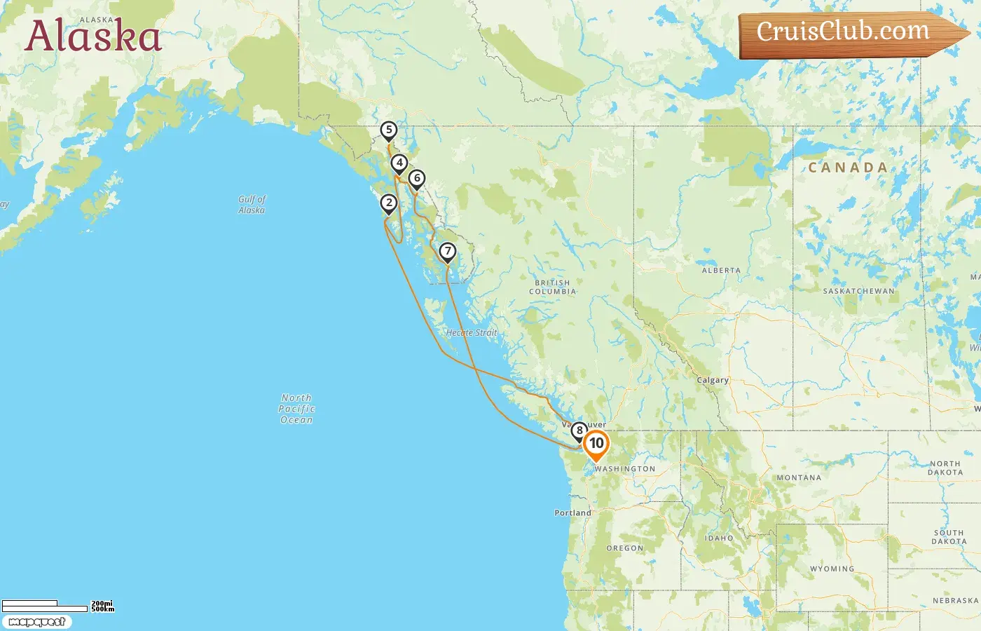 Cruise in the Alaska from Seattle aboard Carnival Spirit ship with visits to USA and Canada for 10 days