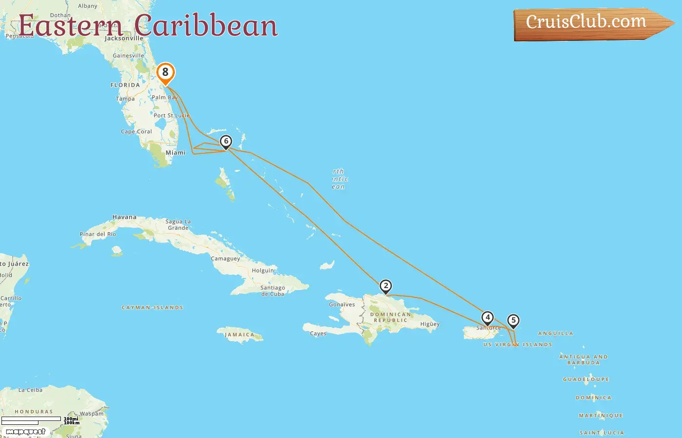 Cruise in the Eastern Caribbean from Port Canaveral / Orlando aboard Norwegian Joy ship with visits to USA, Dominican Republic, Puerto Rico, and Bahamas for 8 days