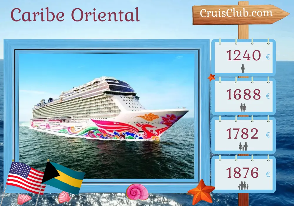 Crucero por el Caribe Oriental desde Port Canaveral / Orlando a bordo del barco Norwegian Joy con visitas a EE. UU., República Dominicana, Puerto Rico y Bahamas por 8 días