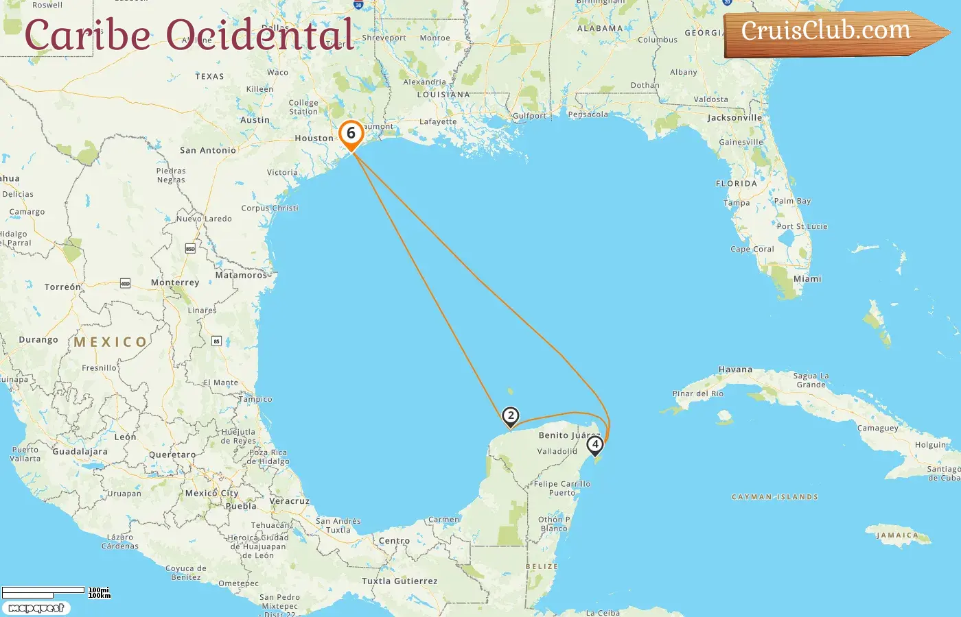 Cruzeiro no Caribe Ocidental a partir de Galveston a bordo do navio Carnival Breeze com visitas aos Estados Unidos e México por 6 dias