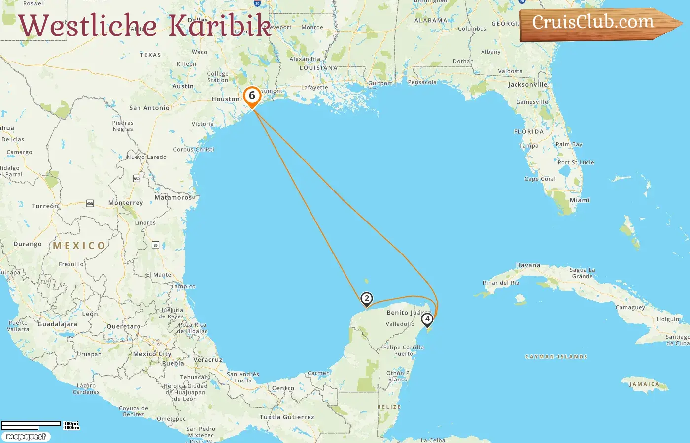 Kreuzfahrt in der westlichen Karibik ab Galveston an Bord des Carnival Breeze-Schiffs mit Besuchen in den USA und Mexiko für 6 Tage