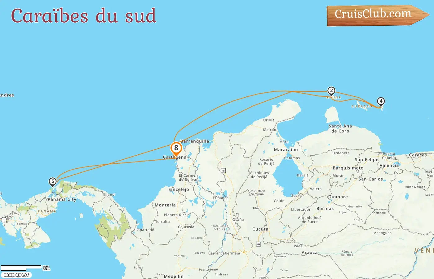 Croisière dans les Caraïbes méridionales au départ de Cartagena à bord du navire Grandeur of the Seas avec escales en Colombie, à Aruba et au Panama pendant 8 jours