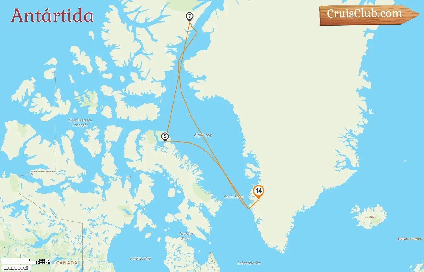 Crucero en el Ártico desde Kangerlussuaq a bordo del barco Seabourn Venture con visitas a Groenlandia y Canadá por 15 días