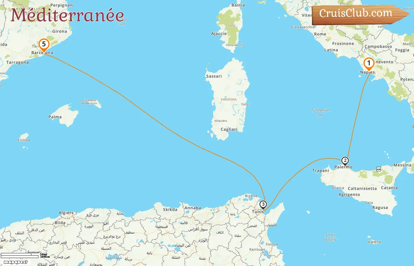 Croisière en Méditerranée de Naples à Barcelone à bord du navire MSC Splendida avec des escales en Italie, en Tunisie et en Espagne pendant 5 jours