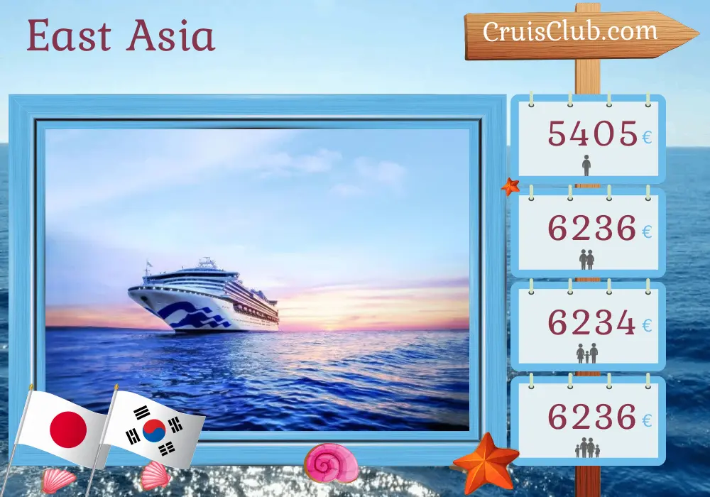 Cruise in the East Asia from Tokyo aboard Sapphire Princess ship with visits to Japan and South Korea for 19 days