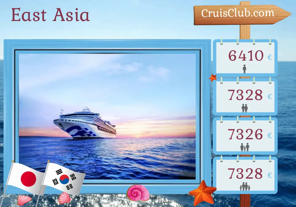 Cruise in the East Asia from Tokyo aboard Sapphire Princess ship with visits to Japan and South Korea for 21 days