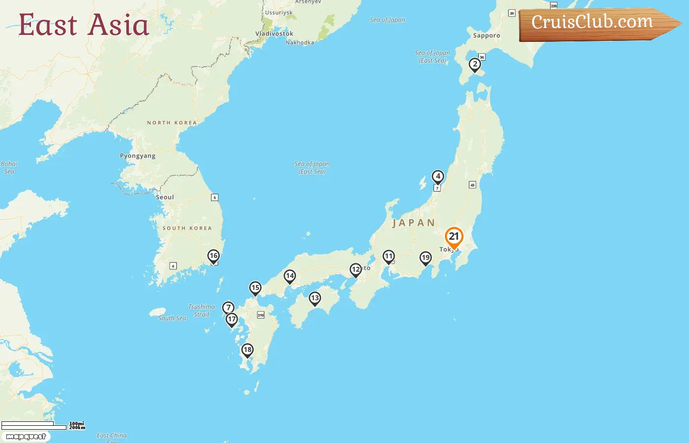 Cruise in the East Asia from Tokyo aboard Sapphire Princess ship with visits to Japan and South Korea for 21 days