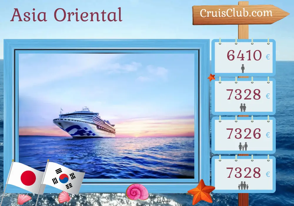 Crucero por el este de Asia desde Tokio a bordo del barco Sapphire Princess con visitas a Japón y Corea del Sur durante 21 días