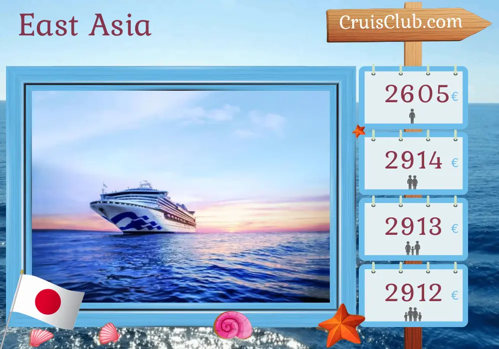 Cruise in the East Asia from Tokyo aboard Sapphire Princess ship with visits to Japan for 8 days