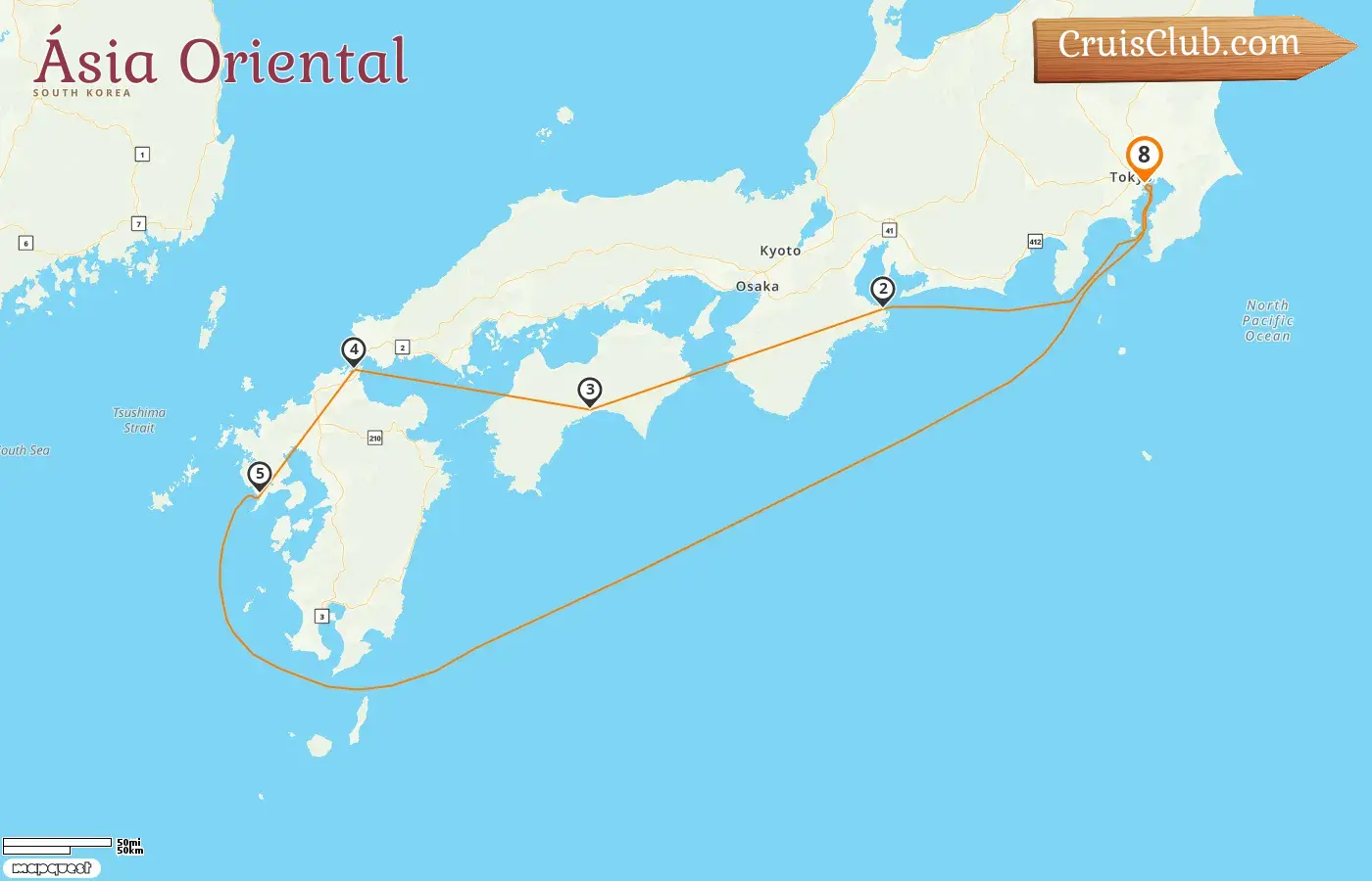 Cruzeiro no Leste da Ásia a partir de Tóquio a bordo do navio Sapphire Princess com visitas ao Japão por 8 dias