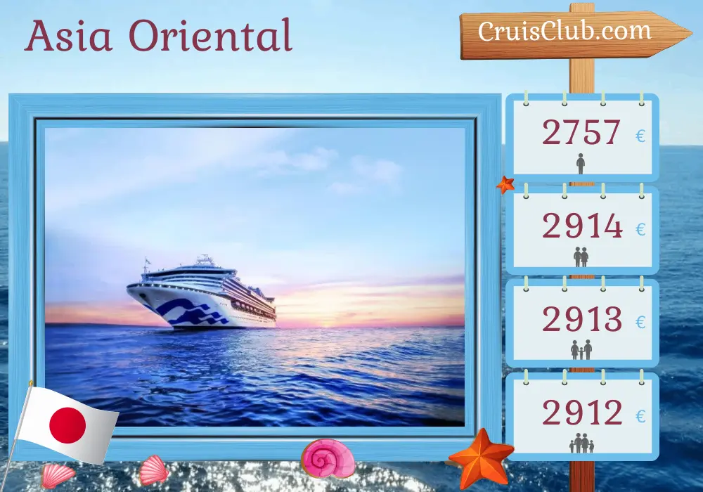 Crucero por Asia oriental desde Tokio a bordo del barco Sapphire Princess con visitas a Japón durante 8 días