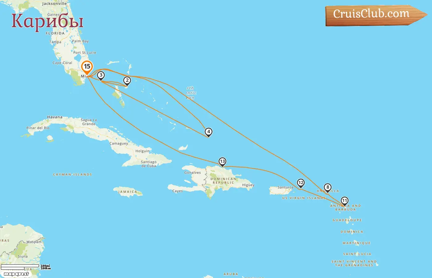 Круиз по Карибскому морю из Майами на лайнере MSC Meraviglia с посещениями США, Багамы и Доминиканской Республики на 15 дней