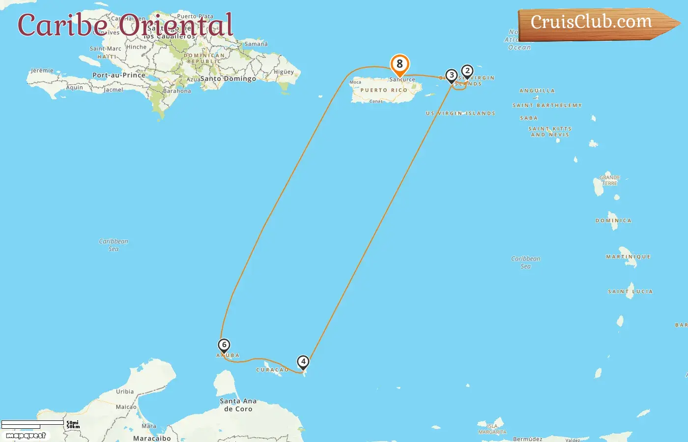 Cruzeiro no Caribe Oriental a partir de São João a bordo do navio Norwegian Prima com visitas a Porto Rico, Ilhas Virgens Britânicas e Aruba por 8 dias
