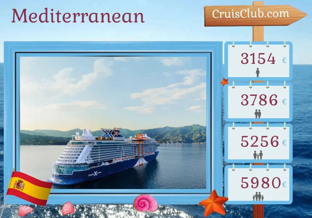 Cruise in the Mediterranean from Barcelona aboard Celebrity Xcel ship with visits to Spain and Morocco for 8 days