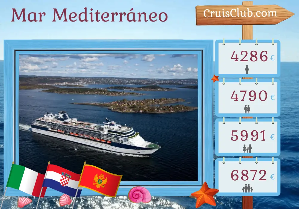 Crucero por el Mediterráneo desde Rávena a Civitavecchia a bordo del barco Celebrity Constellation con visitas a Italia, Croacia y Montenegro durante 12 días