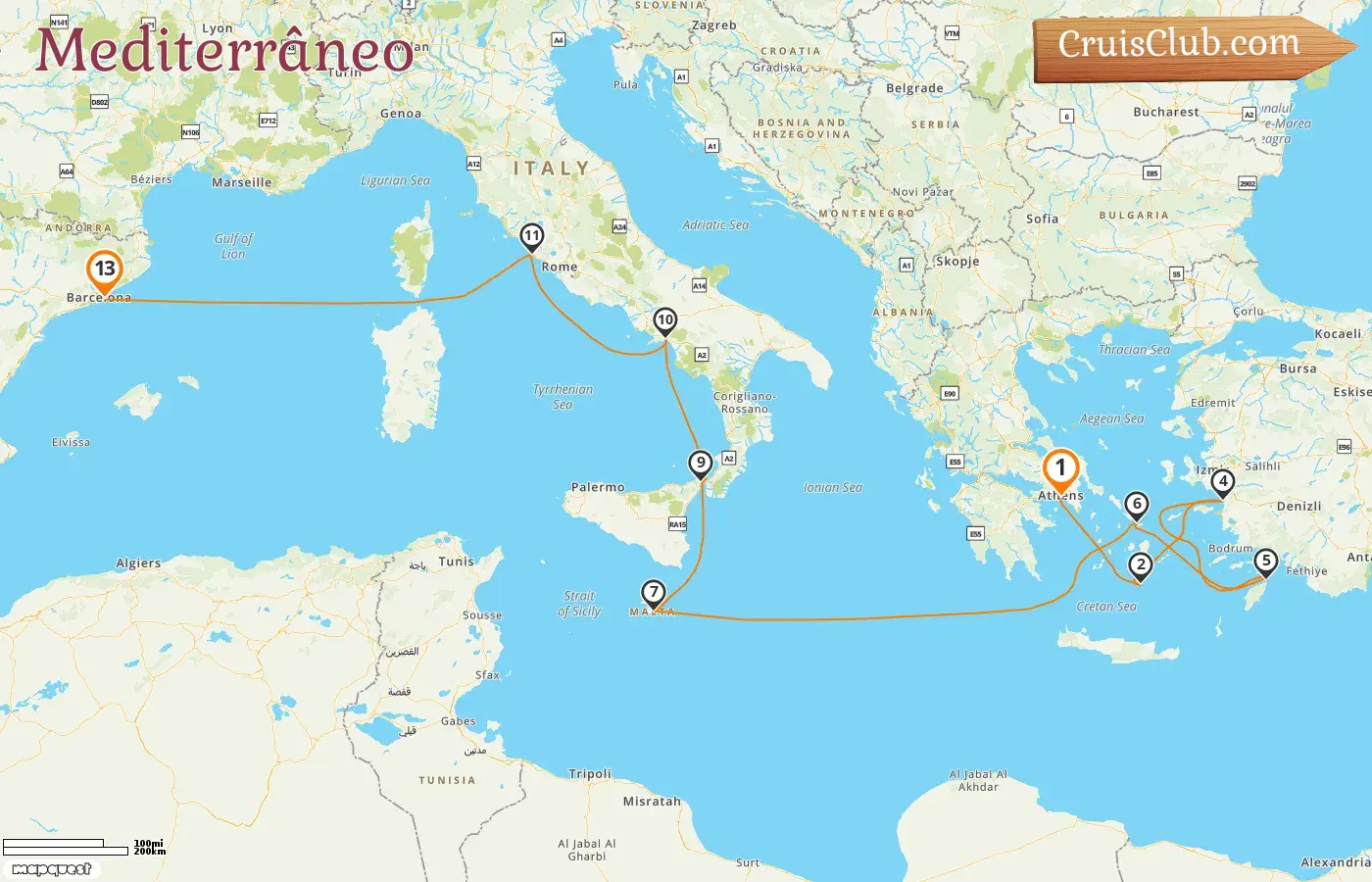 Cruzeiro no Mediterrâneo de Pireu a Barcelona a bordo do navio Celebrity Infinity com visitas à Grécia, Turquia, Malta, Itália e Espanha por 13 dias